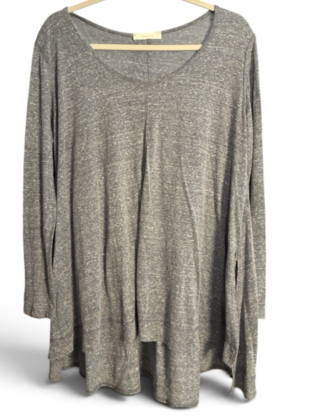 easel Heathered Gray Long Sleeve Scoop Neck Tunic Top Medium
